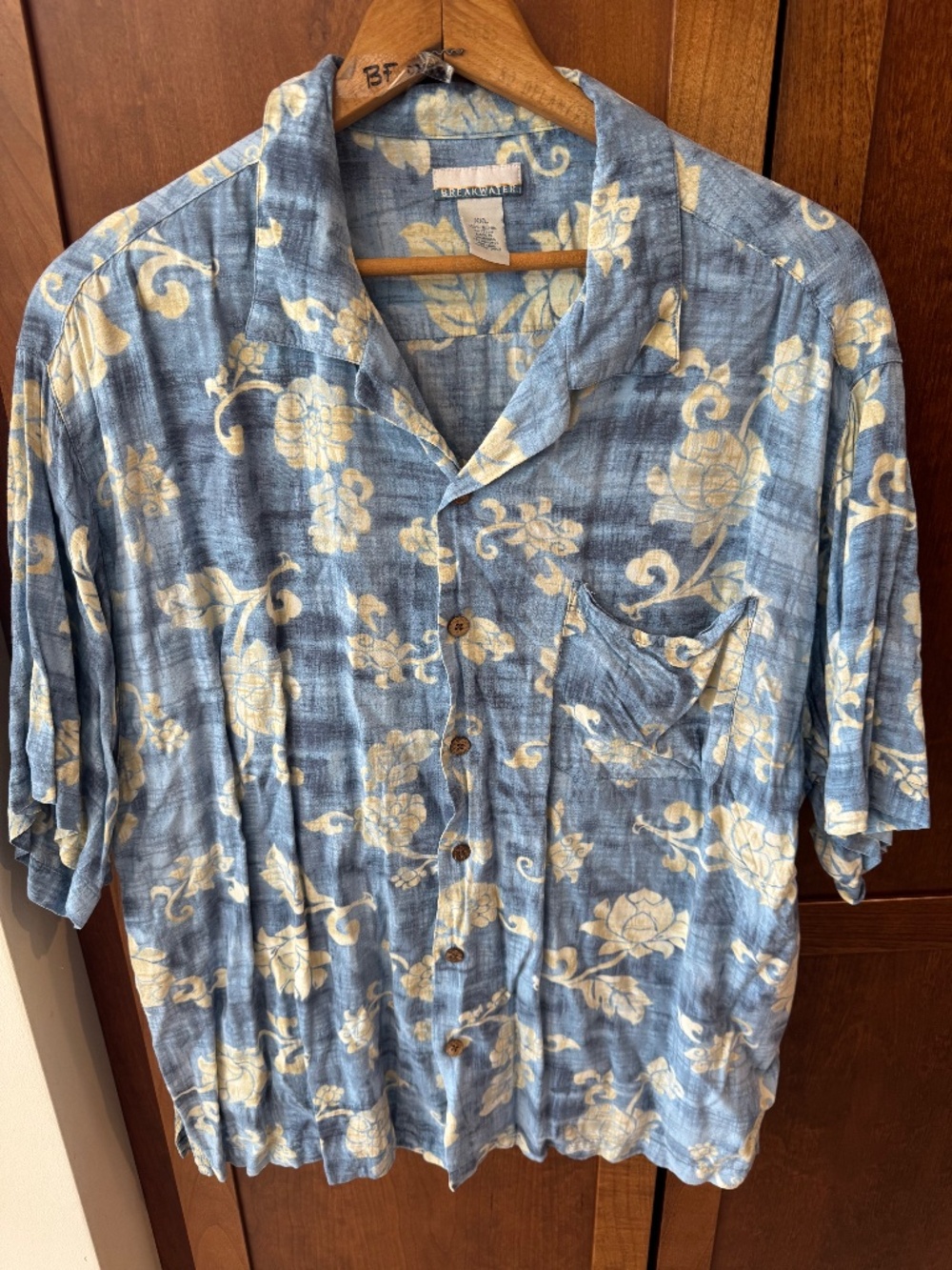 Breakwater Mens 2XL XXL Hawaiian Shirt Floral Tropical Leaves Button Up Short Sl